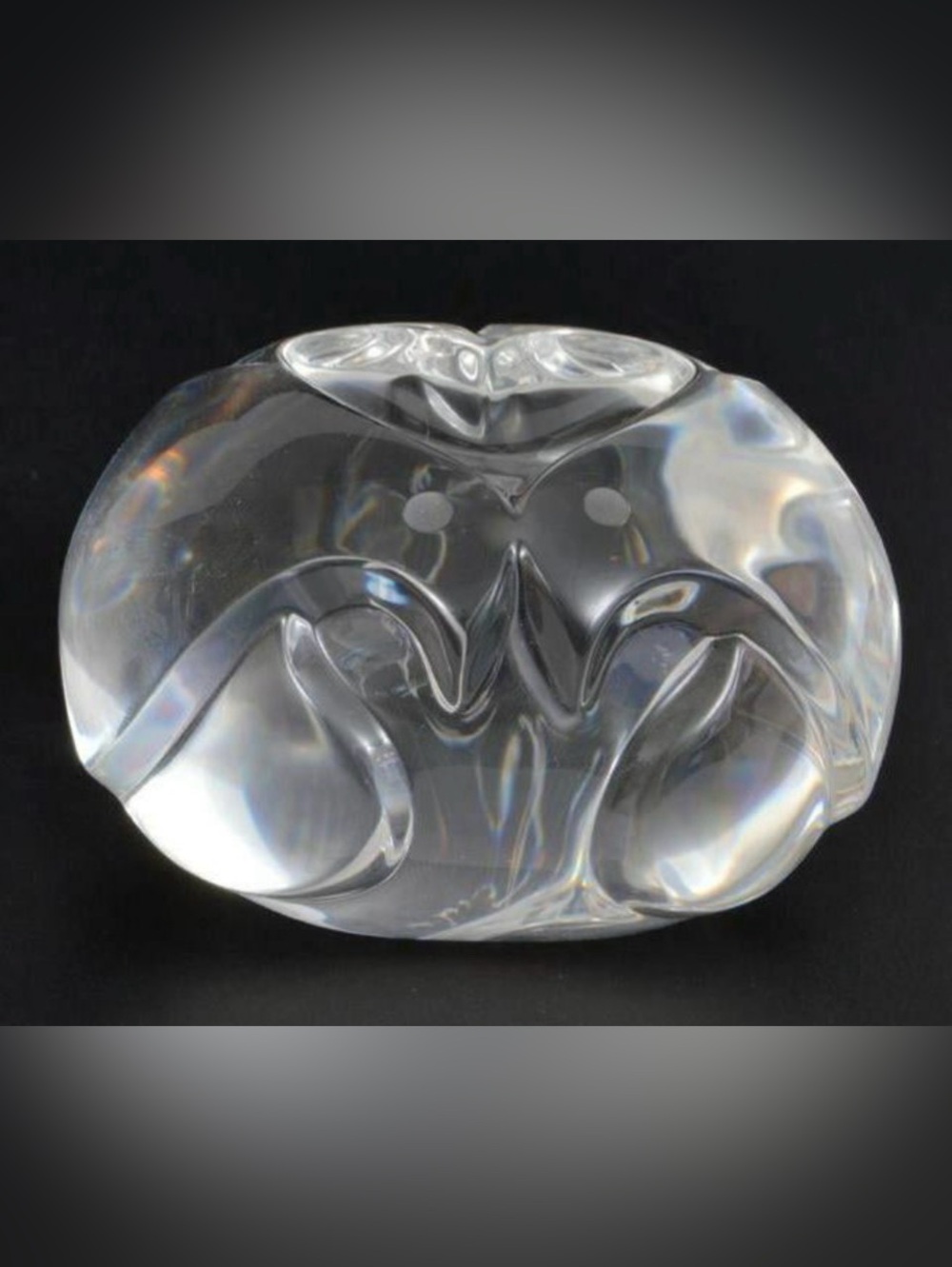 Steuben Glass Two Turtle Doves Heart Hand Cooler Paperweight Signed